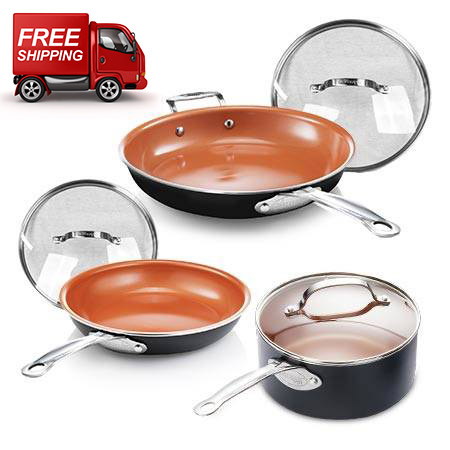 Gotham Steel XL 11 Copper Deep Square All in One 6 Qt Chef Pan- 4 Piece  Set NEW 80313014925